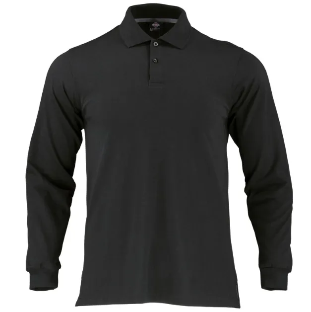 Polera Piqué Manga Larga - Negro (S, M, L, XL)